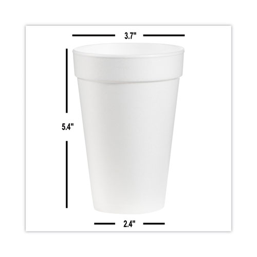 Dart Foam Drink Cups, 16 oz, White, 20/Bag, 25 Bags/Carton (16J165)