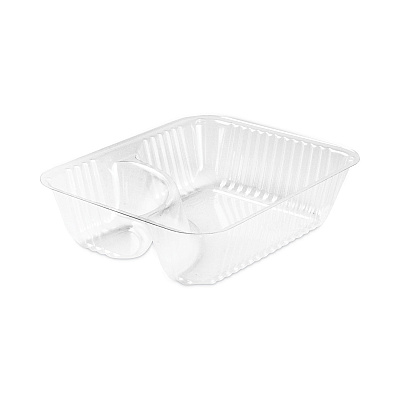 Dart ClearPac Small Nacho Tray, 2-Compartments, 5 x 6 x 1.5, Clear, Plastic, 125/Bag, 2 Bags/Carton (DCCC56NT2)