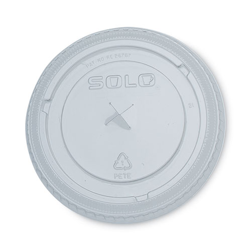 Solo PETE Flat Straw-Slot Cold Cup Lids, Fits 16 oz to 24 oz, Clear, 100/Pack (626TSPK)