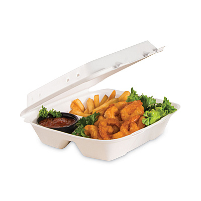 Dart Foam Hinged Lid Container, Vented Lid, 9 x 9.4 x 3, White, 100/Pack, 2 Packs/Carton (DCC90HTPF1VR)