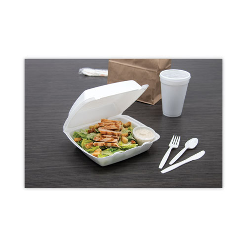 Dart Foam Hinged Lid Containers, 1-Compartment, 8.38 x 7.78 x 3.25, White, 200/Carton (85HT1R)