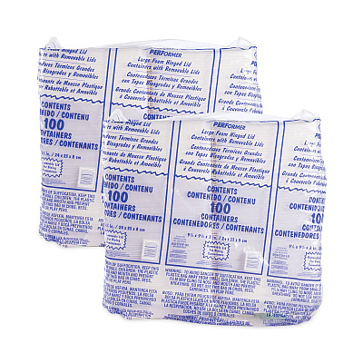 Dart Foam Hinged Lid Container, Performer Perforated Lid, 9.3 x 9.5 x 3, White, 100/Bag, 2 Bag/Carton (DCC95HTPF1R)