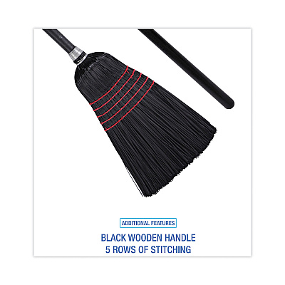 Boardwalk Flagged Tip Poly Bristle Janitor Brooms, 10 x 58.5, Wood Handle, Natural/Black, 12/Carton (BWK930BP)