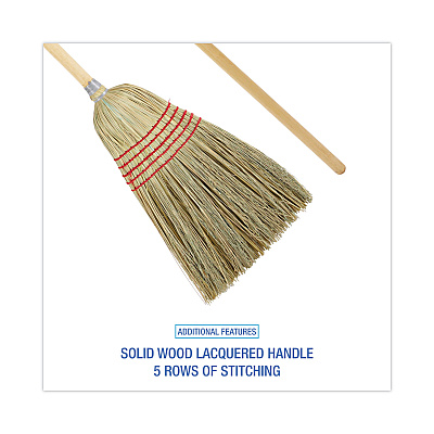 Boardwalk Parlor Broom, Yucca/Corn Fiber Bristles, 56" Overall Length, Natural, 12/Carton (BWK926YCT)