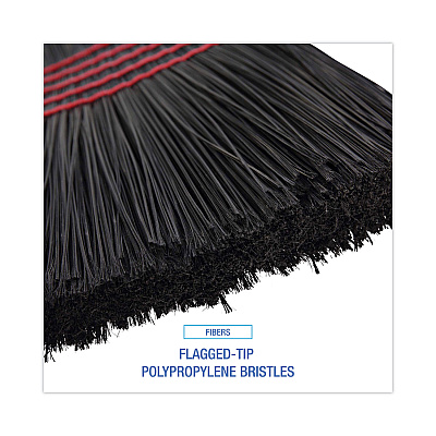 Boardwalk Flagged Tip Poly Bristle Janitor Brooms, 10 x 58.5, Wood Handle, Natural/Black, 12/Carton (BWK930BP)