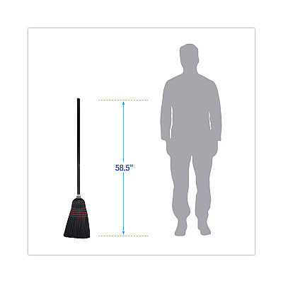Boardwalk Flagged Tip Poly Bristle Janitor Brooms, 10 x 58.5, Wood Handle, Natural/Black, 12/Carton (BWK930BP)