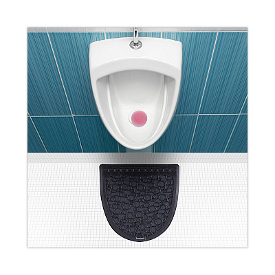 Boardwalk Urinal Mat 2.0, Rubber, 17.5 x 20, Black/Black, 6/Carton (BWKUMBB)