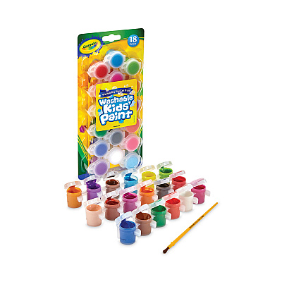 Crayola Washable Paint, 18 Assorted Colors, Interconnected 3 oz Cups (CYO540125)
