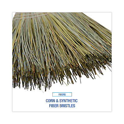 Boardwalk Corn/Fiber Brooms, Corn/Synthetic Fiber Bristles, 60" Overall Length, Gray/Natural, 6/Carton (BWKBR10002)