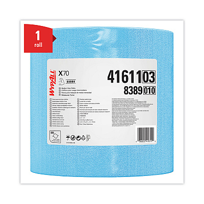 WypAll X70 Cloths, Jumbo Roll, 12.4 x 12.2, Blue, 870/Roll (KCC41611)