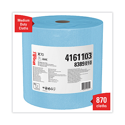 WypAll X70 Cloths, Jumbo Roll, 12.4 x 12.2, Blue, 870/Roll (KCC41611)