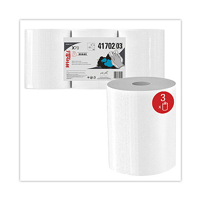 WypAll X70 Cloths, Center-Pull, 9.8 x 12.2, White, 275/Roll, 3 Rolls/Carton (KCC41702)