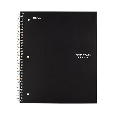 Five Star Wirebound Notebook, 1-Subject, Wide/Legal Rule, Assorted Cover Colors, (100) 10.5 x 8 Sheets, 6/Pack (MEA38042)