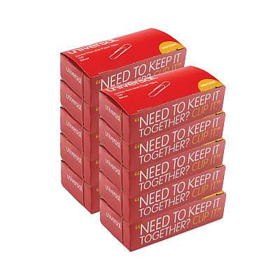 Universal Paper Clips, Jumbo, Nonskid, Silver, 100 Clips/Box, 10 Boxes/Pack (UNV72240)