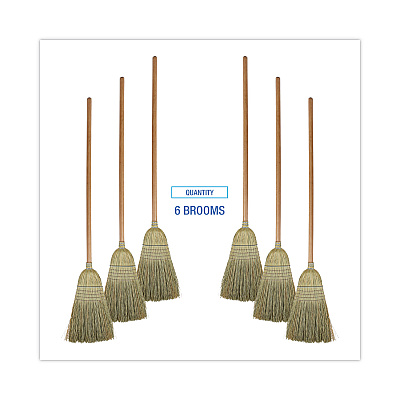 Boardwalk 100% Corn Brooms, 60" Overall Length, Natural, 6/Carton (BWKBR10001)