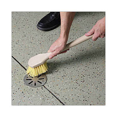 Boardwalk Utility Brush, Cream Polypropylene Bristles, 5.5 Brush, 14.5" Tan Plastic Handle (BWK4320)