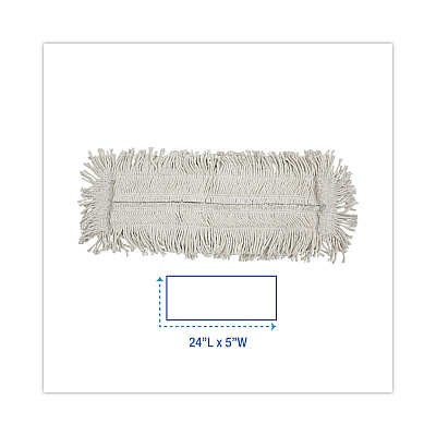 Boardwalk Disposable Cut End Dust Mop Head, Cotton/Synthetic, 24w x 5d, White (BWK1624)