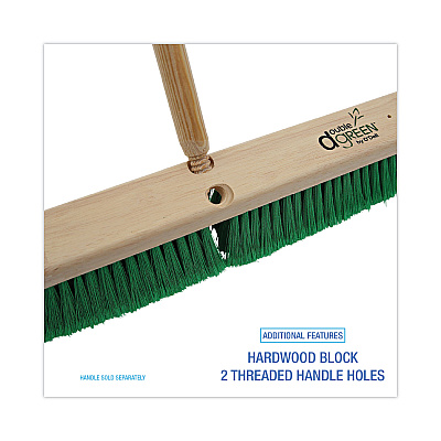 Boardwalk Floor Broom Head, 3" Green Flagged Recycled PET Plastic Bristles, 24" Brush (BWK20724)