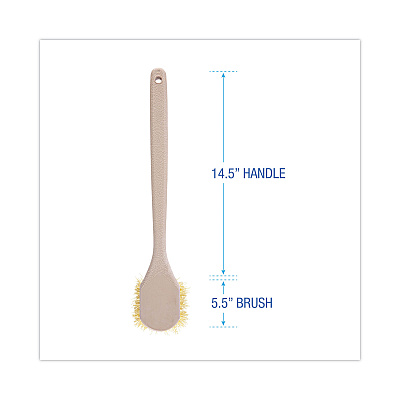 Boardwalk Utility Brush, Cream Polypropylene Bristles, 5.5 Brush, 14.5" Tan Plastic Handle (BWK4320)