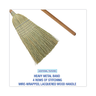 Boardwalk 100% Corn Brooms, 60" Overall Length, Natural, 6/Carton (BWKBR10001)