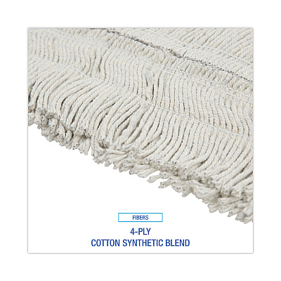 Boardwalk Mop Head, Dust, Disposable, Cotton/Synthetic Fibers, 48 x 5, White (BWK1648)