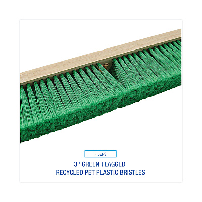 Boardwalk Floor Broom Head, 3" Green Flagged Recycled PET Plastic Bristles, 24" Brush (BWK20724)