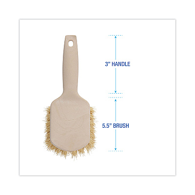 Boardwalk Utility Brush, Cream Tampico Bristles, 5.5" Brush, 3" Tan Plastic Handle (BWK4208)