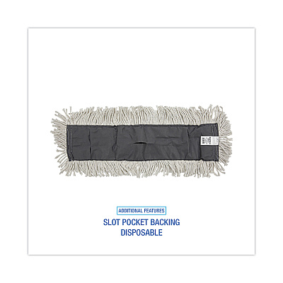 Boardwalk Disposable Cut End Dust Mop Head, Cotton/Synthetic, 24w x 5d, White (BWK1624)