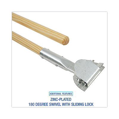 Boardwalk Clip-On Dust Mop Handle, Lacquered Wood, Swivel Head, 1" dia x 60", Natural (BWK1490)