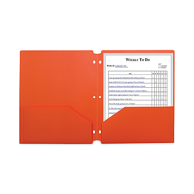 C-Line Two-Pocket Heavyweight Poly Portfolio Folder, 3-Hole Punch, 11 x 8.5, Orange, 25/Box (CLI33932BX)
