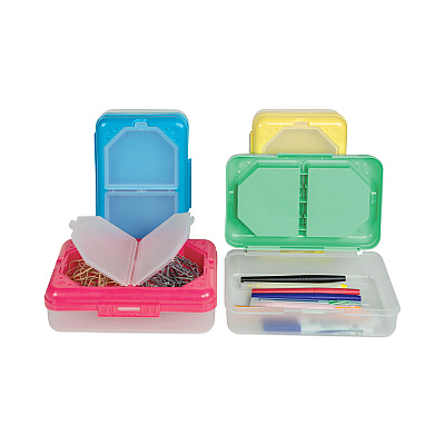 C-Line Storage Box, 5.43 x 8.25 x 2.43, Seafoam Green, Seaside Blue, Sunset Red, Sunny Yellow, 12/Carton (CLI48500DS)