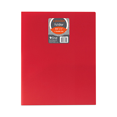 C-Line Two-Pocket Heavyweight Poly Portfolio Folder, 11 x 8.5, Red, 25/Box (CLI33954BX)