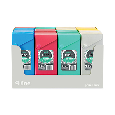 C-Line Slider Pencil Case, 11.43 x 9.5 x 0.6, Sandy Gray, Seafoam Green, Seaside Blue, Sunset Red, Sunny Yellow, 24/Carton (CLI05600DS)