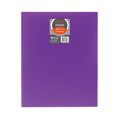 C-Line Two-Pocket Heavyweight Poly Portfolio Folder, 11 x 8.5, Purple, 25/Box (CLI33959BX)