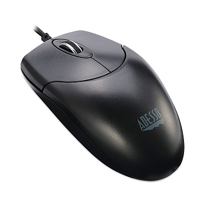 Adesso Three-Button Desktop Optical Scroll USB Mouse, USB 2.0, Left/Right Hand Use, Black (HC3003US)