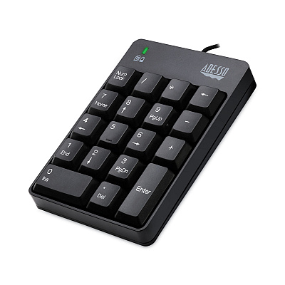 Adesso Spill-Resistant 18-Key Numeric Keypad, Black (ADEAKB601UB)