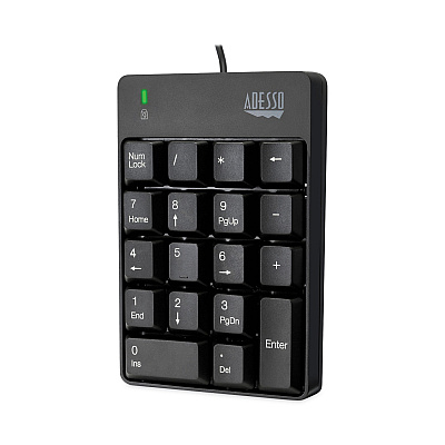 Adesso Spill-Resistant 18-Key Numeric Keypad, Black (ADEAKB601UB)