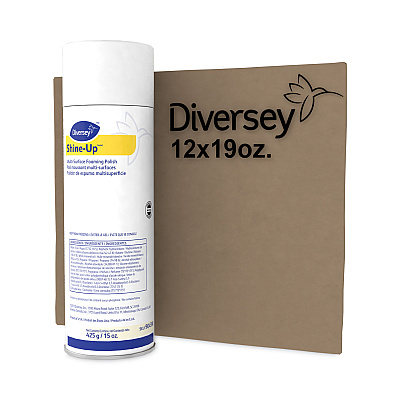 Diversey Shine-UpTM/MC Multi-Surface Foaming Polish, Lemon Scent, 15 oz Aerosol Spray, 12/Carton (DVO904390)