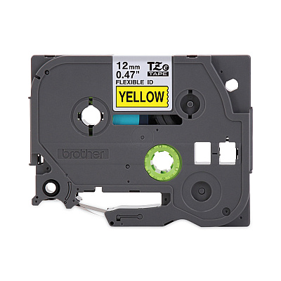 Brother TZe Flexible Tape Cartridge for P-Touch Labelers, 0.47" x 26.2 ft, Black on Yellow (BRTTZEFX631CS)