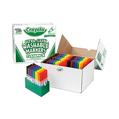 Crayola Ultra-Clean Washable Marker Classpack, Broad Bullet Tip, 8 Assorted Colors, 192/Pack (CYO588208)