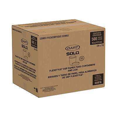 Solo Flexstyle Double Poly Food Combo Packs, 16 oz, White, Paper, 25/Pack, 10 Packs/Carton (SCCKHB16A)