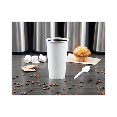 Solo Single-Sided Poly Paper Hot Cups, 20 oz, White, 600/Carton (SCC420W)