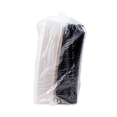 Solo Creative Carryouts Hinged Plastic Hot Deli Boxes, Medium Snack Box, 18 oz, 6.22 x 5.9 x 2.1, Black/Clear, 200/Carton (SCC851611PS94)