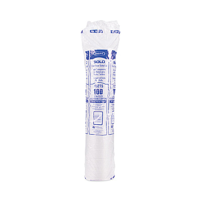 Solo Straw-Slot Cold Cup Lids, Fits 9 oz to 20 oz Cups, Clear, 100/Pack (DCC662TSPK)