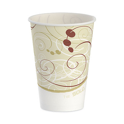 Solo Symphony Design Wax-Coated Paper Cold Cups, ProPlanet Seal, 7 oz, Beige/White, 100/Sleeve, 20 Sleeves/Carton (SCCR7NSYM)