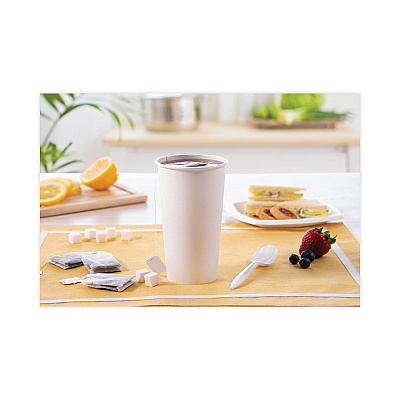 Solo Single-Sided Poly Paper Hot Cups, 20 oz, White, 600/Carton (SCC420W)