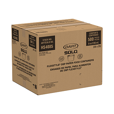 Solo Flexstyle Double Poly Paper Containers, 8 oz, White, Paper, 25/Pack, 20 Packs/Carton (SCCHS4085WH)