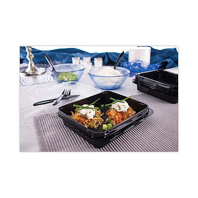 Solo Creative Carryouts Hinged Plastic Hot Deli Boxes, Medium Snack Box, 18 oz, 6.22 x 5.9 x 2.1, Black/Clear, 200/Carton (SCC851611PS94)