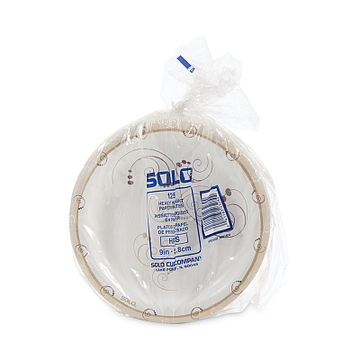 Solo Symphony Paper Dinnerware, ProPlanet Seal, Heavyweight Plate, 9" dia, Tan, 125/Pack, 4 Packs/Carton (SCCHP9SJ8001CT)