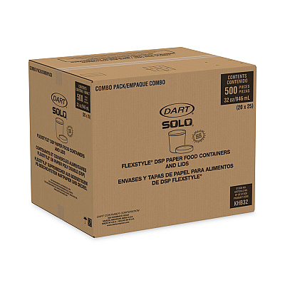 Solo Flexstyle Double Poly Food Combo Packs, 32 oz, White, Paper, 25 Cups and 25 Lids/Pack, 10 Packs/Carton (SCCKHB32A)